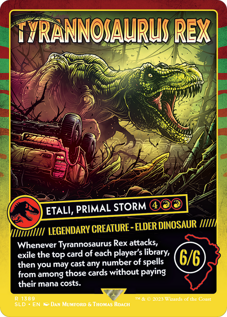Etali, Primal Storm (SLD-1389) - Secret Lair Drop / Tyrannosaurs Rex (Borderless) Foil - Premium MTG Single from Wizards of the Coast - Just $9.43! Shop now at Game Crave Tournament Store