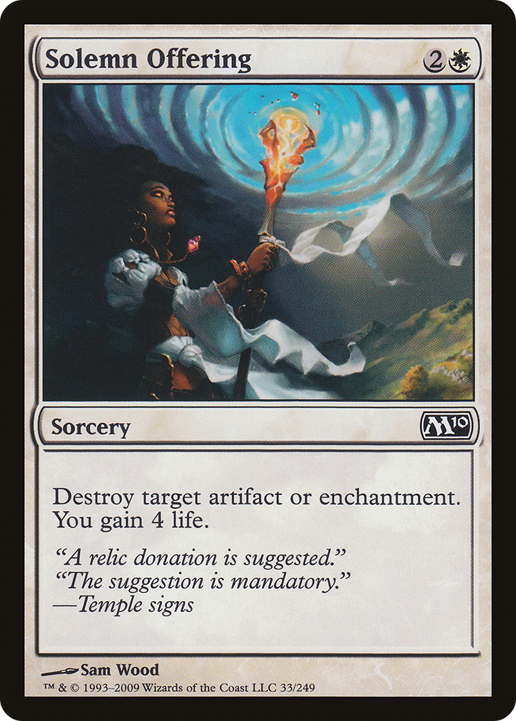 Solemn Offering (M10-033) - Magic 2010 Foil - Premium MTG Single from Wizards of the Coast - Just $0.25! Shop now at Game Crave Tournament Store