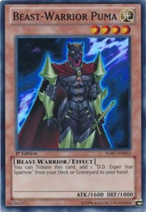 Beast-Warrior Puma (HA07-EN032) - Hidden Arsenal 7: Knight of Stars Unlimited - Premium Yugioh Single from Konami - Just $0.25! Shop now at Game Crave Tournament Store
