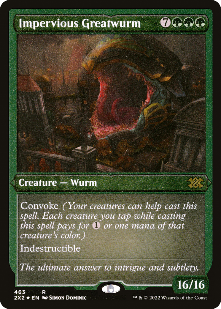 Impervious Greatwurm (2X2-463) - Double Masters 2022 Etched Foil - Premium MTG Single from Wizards of the Coast - Just $2.40! Shop now at Game Crave Tournament Store