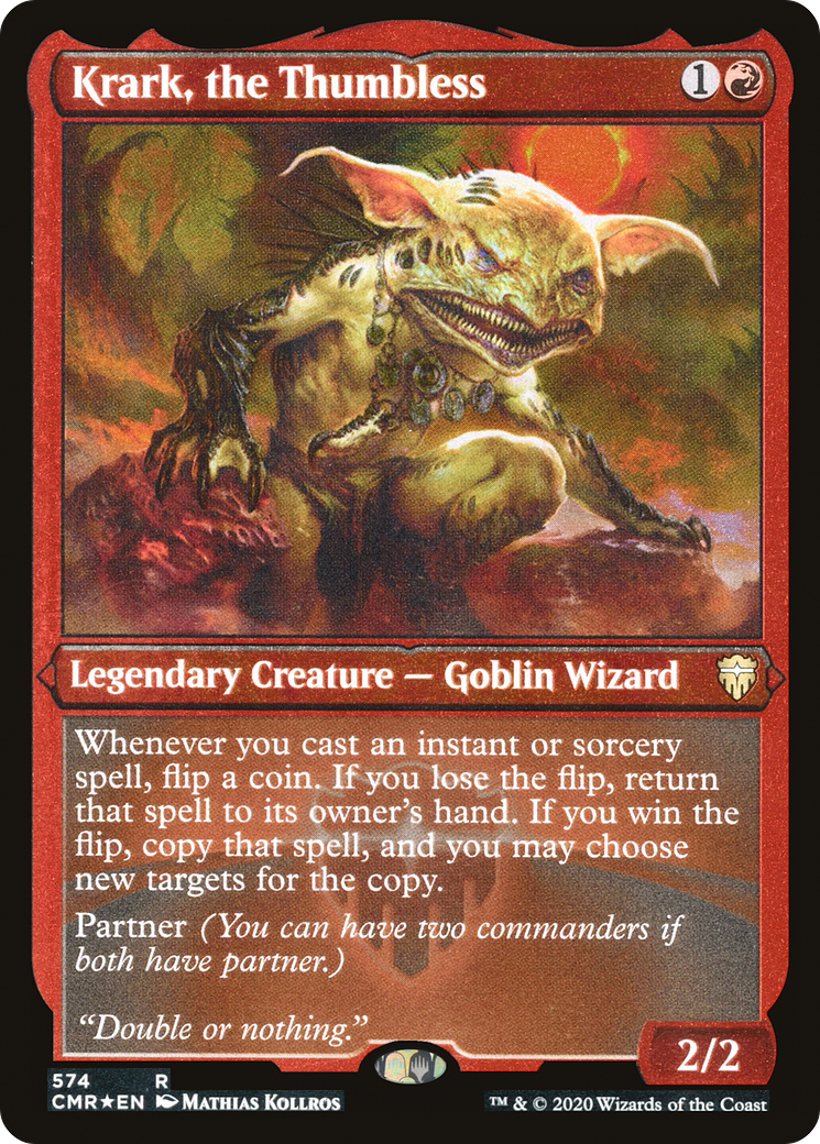 Krark, the Thumbless (CMR-574) - Commander Legends Etched Foil - Premium MTG Single from Wizards of the Coast - Just $0.85! Shop now at Game Crave Tournament Store