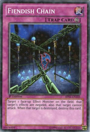 Fiendish Chain (Starfoil) (BP01-EN105) - Battle Pack: Epic Dawn Unlimited - Premium Yugioh Single from Konami - Just $0.79! Shop now at Game Crave Tournament Store