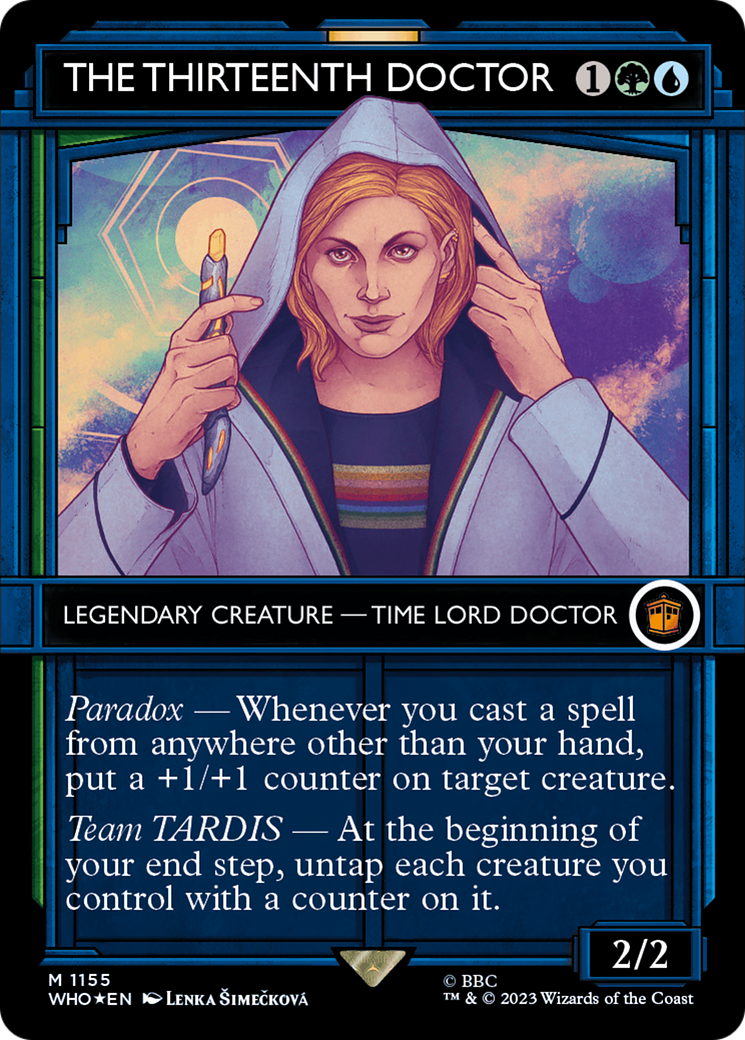 The Thirteenth Doctor (WHO-1155) - Doctor Who: (Showcase) (Borderless) Foil - Premium MTG Single from Wizards of the Coast - Just $5.31! Shop now at Game Crave Tournament Store