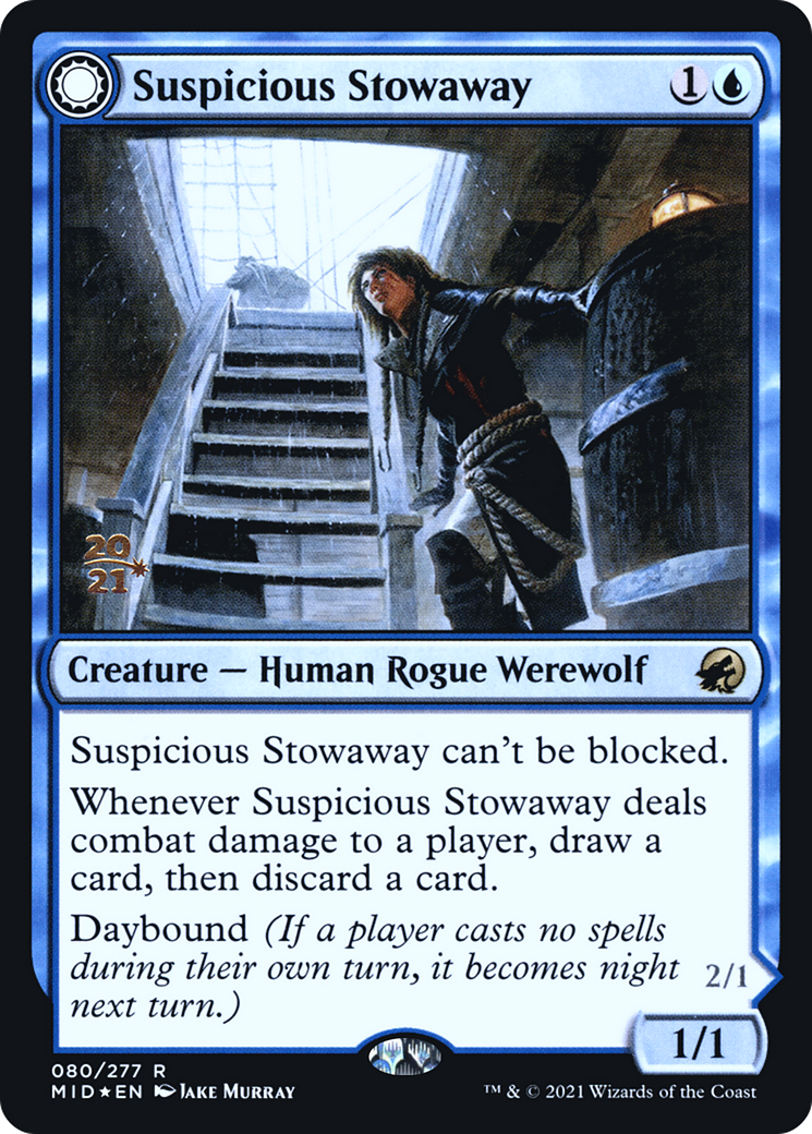 Suspicious Stowaway // Seafaring Werewolf (PMID-80S) - Innistrad: Midnight Hunt Promos: (Double Faced Transform) Foil - Premium MTG Single from Wizards of the Coast - Just $0.31! Shop now at Game Crave Tournament Store
