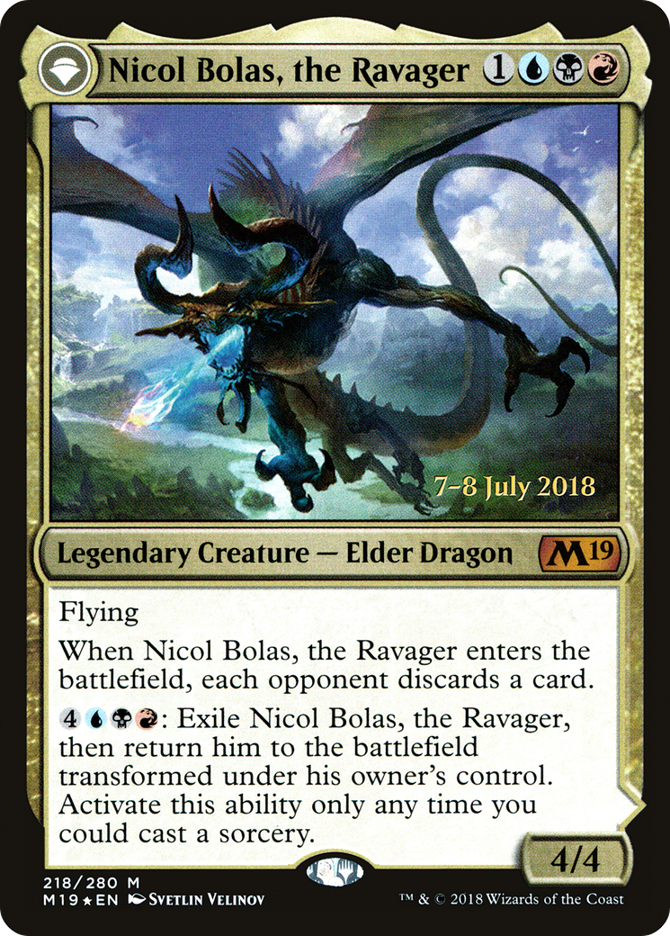 Nicol Bolas, the Ravager // Nicol Bolas, the Arisen (PM19-218S) - Core Set 2019 Promos: (originpwdfc) Foil - Premium MTG Single from Wizards of the Coast - Just $30.34! Shop now at Game Crave Tournament Store