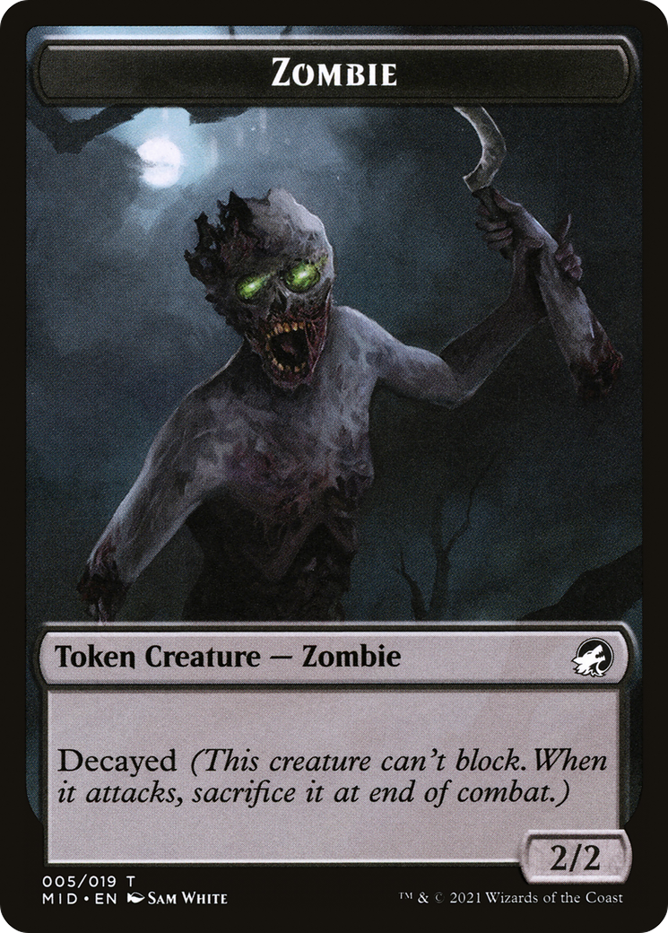 Zombie (TMID-005) - Innistrad: Midnight Hunt Tokens (Borderless) - Premium MTG Single from Wizards of the Coast - Just $0! Shop now at Game Crave Tournament Store