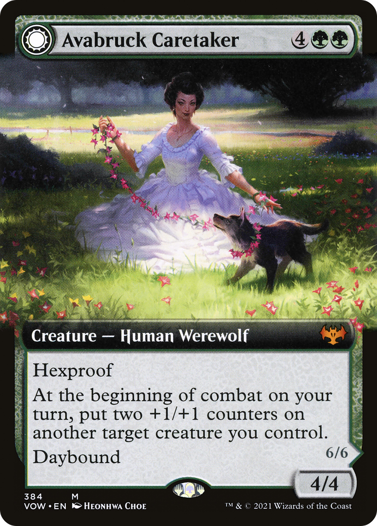 Avabruck Caretaker // Hollowhenge Huntmaster (VOW-384) - Innistrad: Crimson Vow: (Extended Art, Double Faced Transform) - Premium MTG Single from Wizards of the Coast - Just $1.62! Shop now at Game Crave Tournament Store