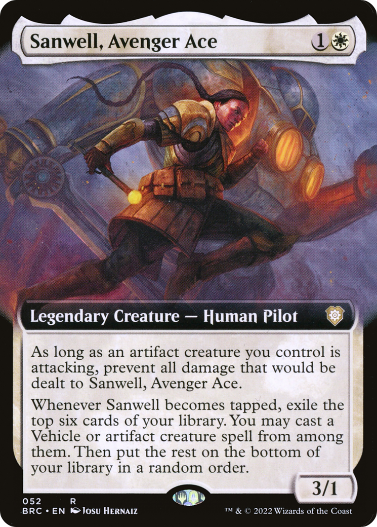 Sanwell, Avenger Ace (BRC-052) - The Brothers' War Commander: (Extended Art) - Premium MTG Single from Wizards of the Coast - Just $0.26! Shop now at Game Crave Tournament Store