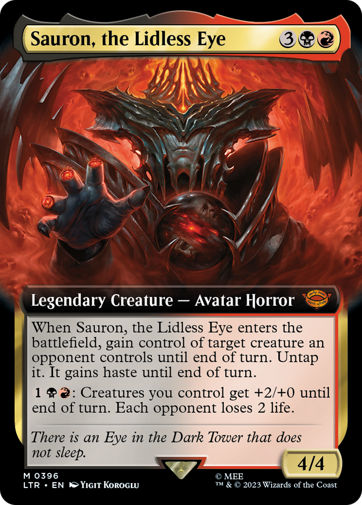 Sauron, the Lidless Eye (LTR-396) - The Lord of the Rings: Tales of Middle-earth: (Extended Art) - Premium MTG Single from Wizards of the Coast - Just $5.27! Shop now at Game Crave Tournament Store