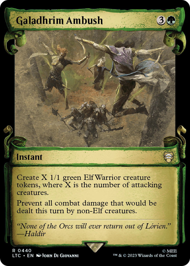 Galadhrim Ambush (LTC-440) - Tales of Middle-earth Commander: (Showcase) Foil - Premium MTG Single from Wizards of the Coast - Just $2.03! Shop now at Game Crave Tournament Store