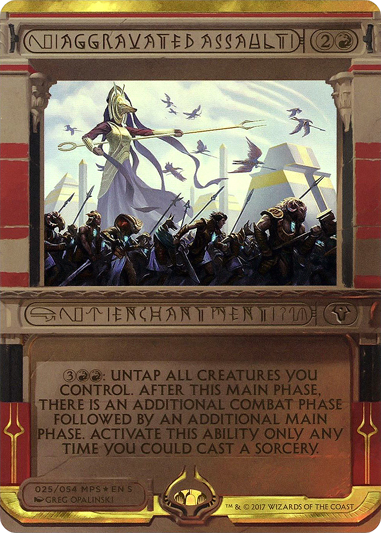 Aggravated Assault (MP2-025) - Amonkhet Invocations (Borderless) Foil - Premium MTG Single from Wizards of the Coast - Just $10.18! Shop now at Game Crave Tournament Store