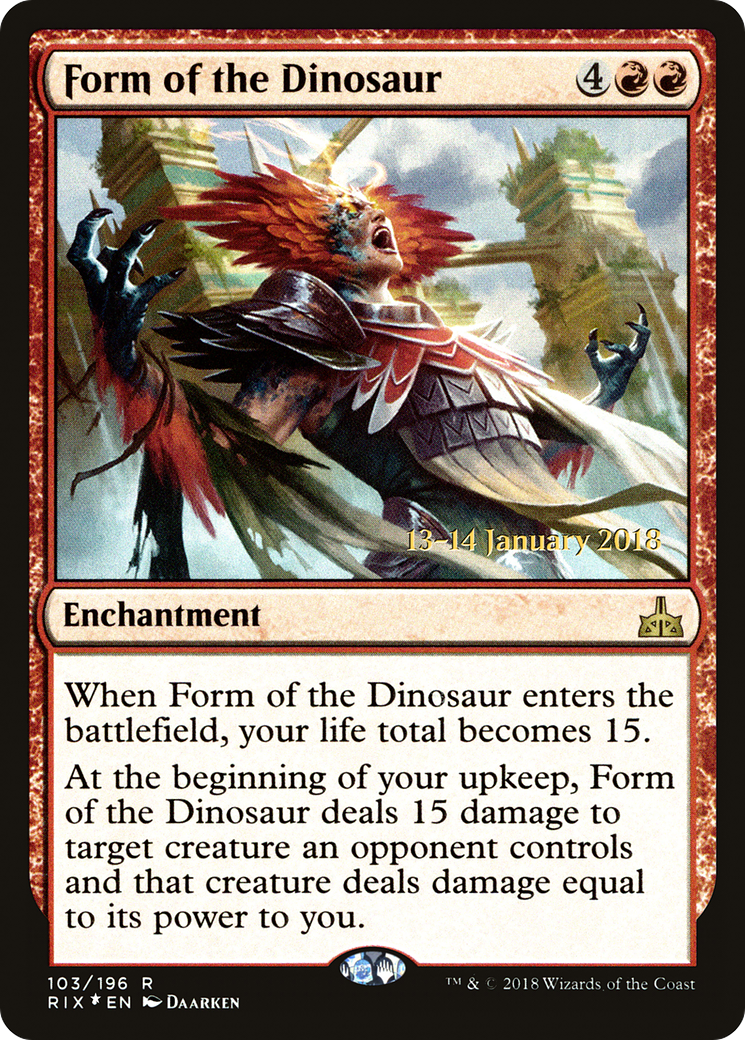 Form of the Dinosaur (PRIX-103S) - Rivals of Ixalan Promos Foil - Premium MTG Single from Wizards of the Coast - Just $0.11! Shop now at Game Crave Tournament Store