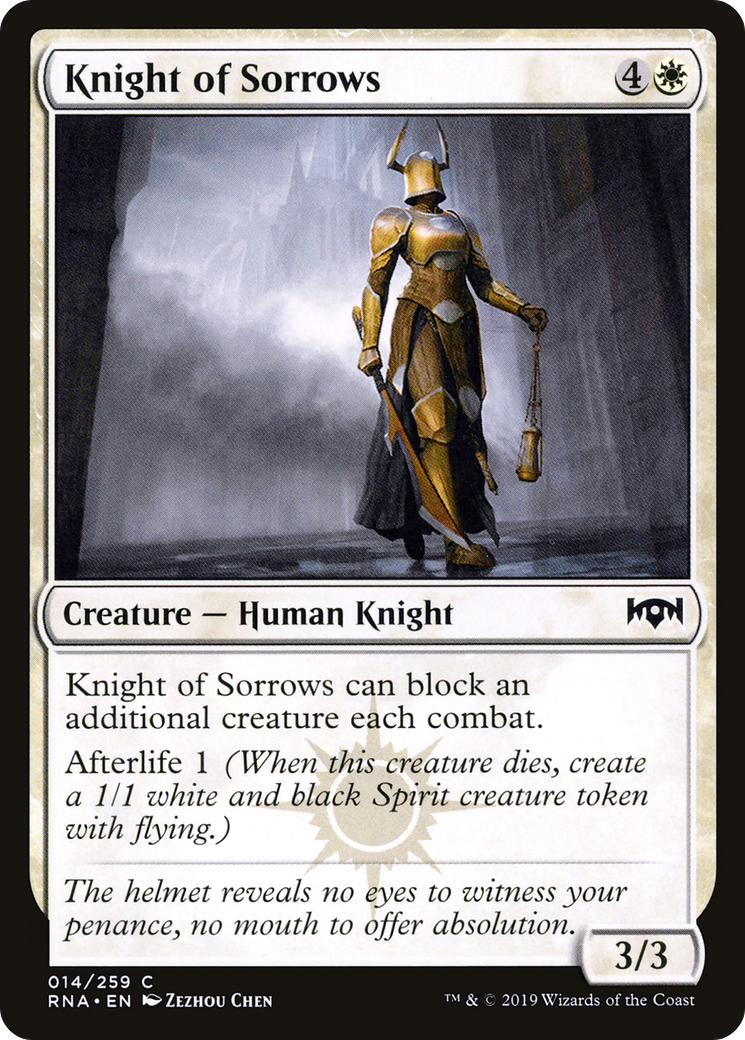 Knight of Sorrows (RNA-014) - Ravnica Allegiance Foil - Premium MTG Single from Wizards of the Coast - Just $0.08! Shop now at Game Crave Tournament Store