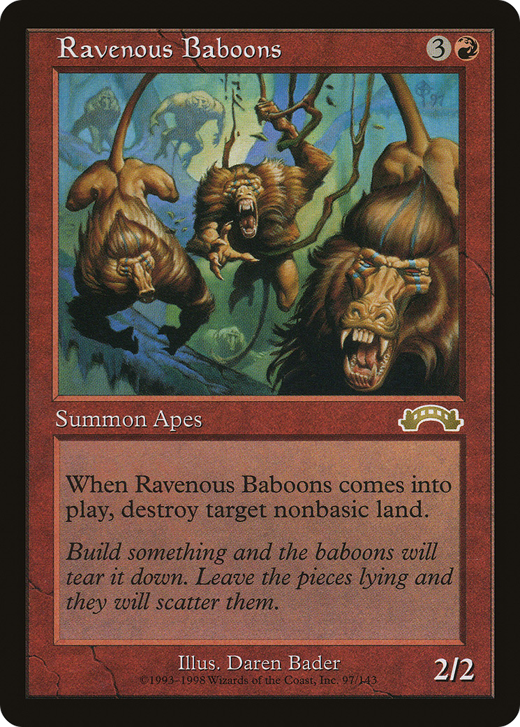 Ravenous Baboons (EXO-097) - Exodus - Premium MTG Single from Wizards of the Coast - Just $3.01! Shop now at Game Crave Tournament Store