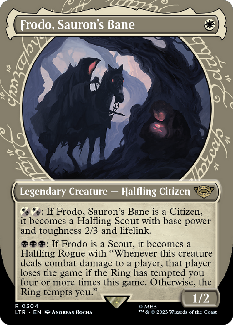Frodo, Sauron's Bane (LTR-304) - The Lord of the Rings: Tales of Middle-earth: (Showcase) (Borderless) - Premium MTG Single from Wizards of the Coast - Just $0.08! Shop now at Game Crave Tournament Store