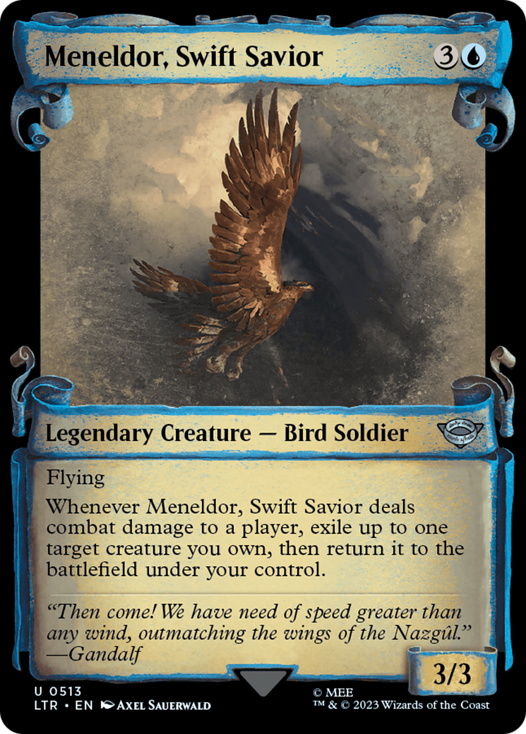 Meneldor, Swift Savior (LTR-513) - The Lord of the Rings: Tales of Middle-earth: (Showcase) - Premium MTG Single from Wizards of the Coast - Just $0.08! Shop now at Game Crave Tournament Store