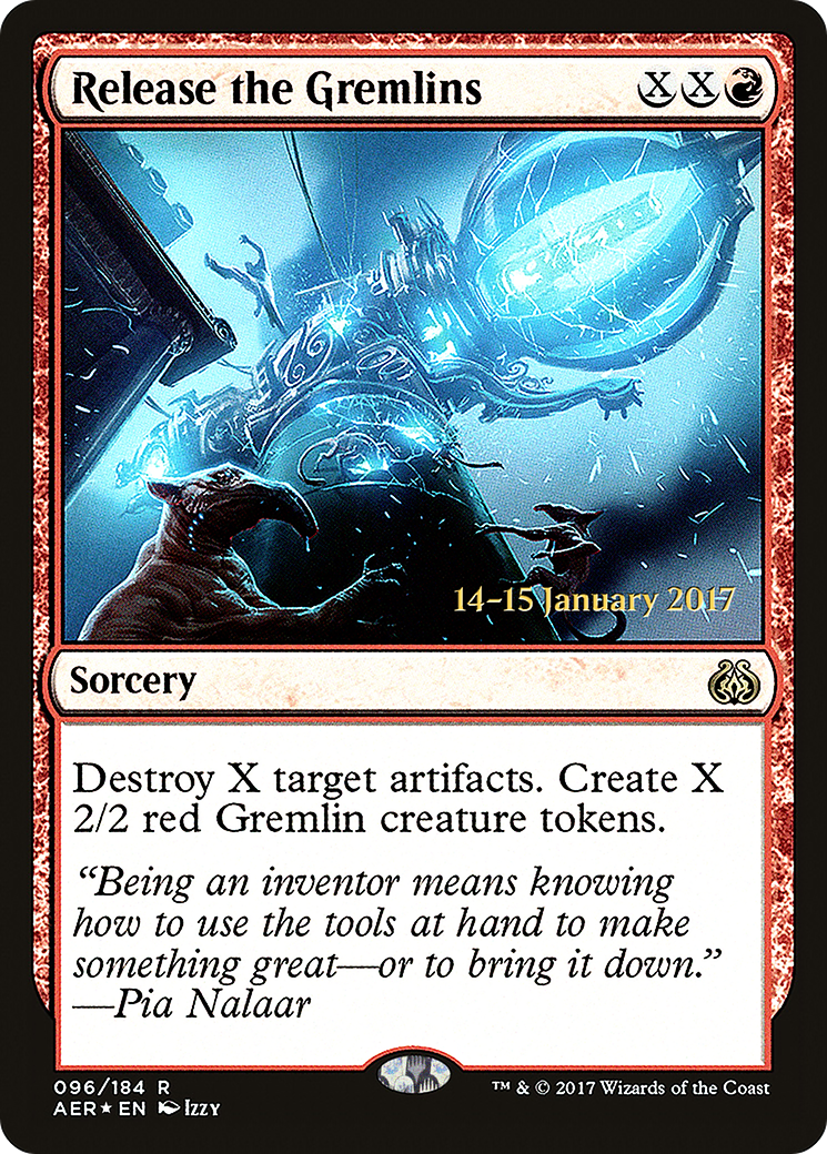 Release the Gremlins (PAER-96S) - Aether Revolt Promos Foil - Premium MTG Single from Wizards of the Coast - Just $0.11! Shop now at Game Crave Tournament Store