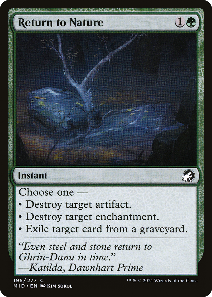 Return to Nature (MID-195) - Innistrad: Midnight Hunt - Premium MTG Single from Wizards of the Coast - Just $0.08! Shop now at Game Crave Tournament Store