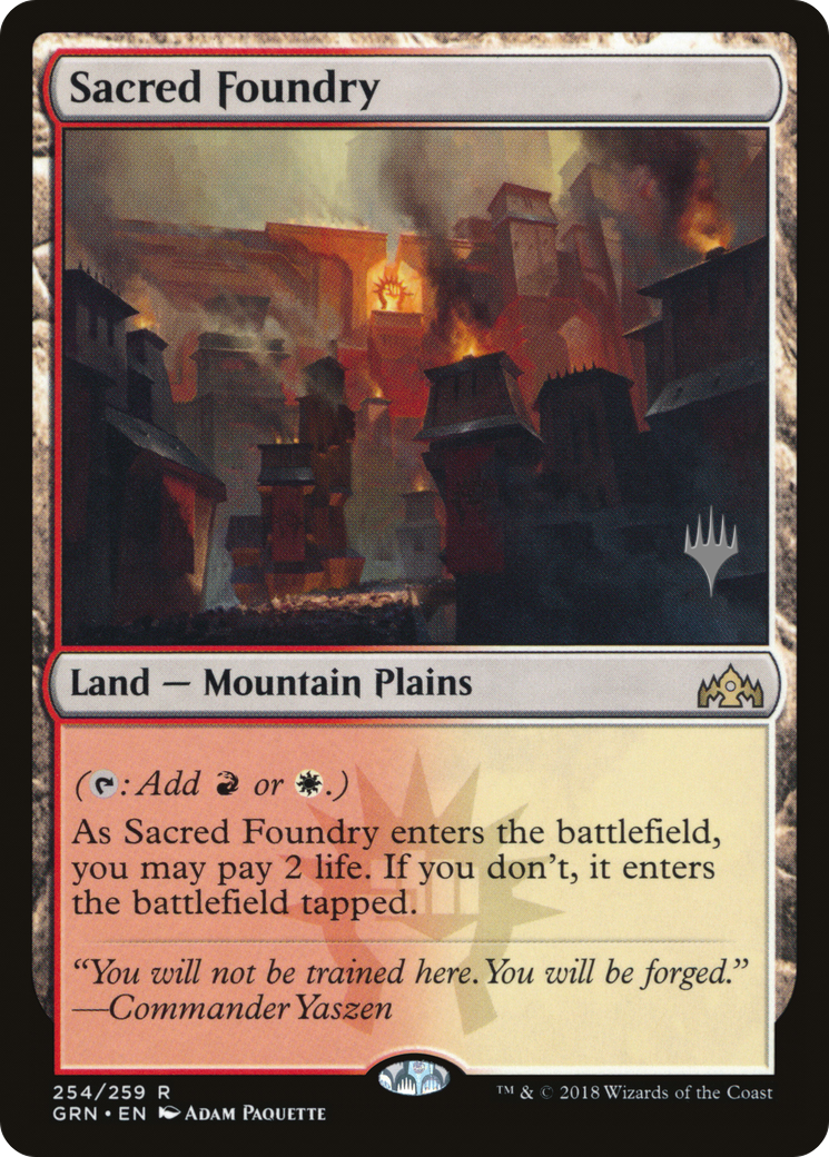 Sacred Foundry (PGRN-254P) - Guilds of Ravnica Promos - Premium MTG Single from Wizards of the Coast - Just $4.21! Shop now at Game Crave Tournament Store