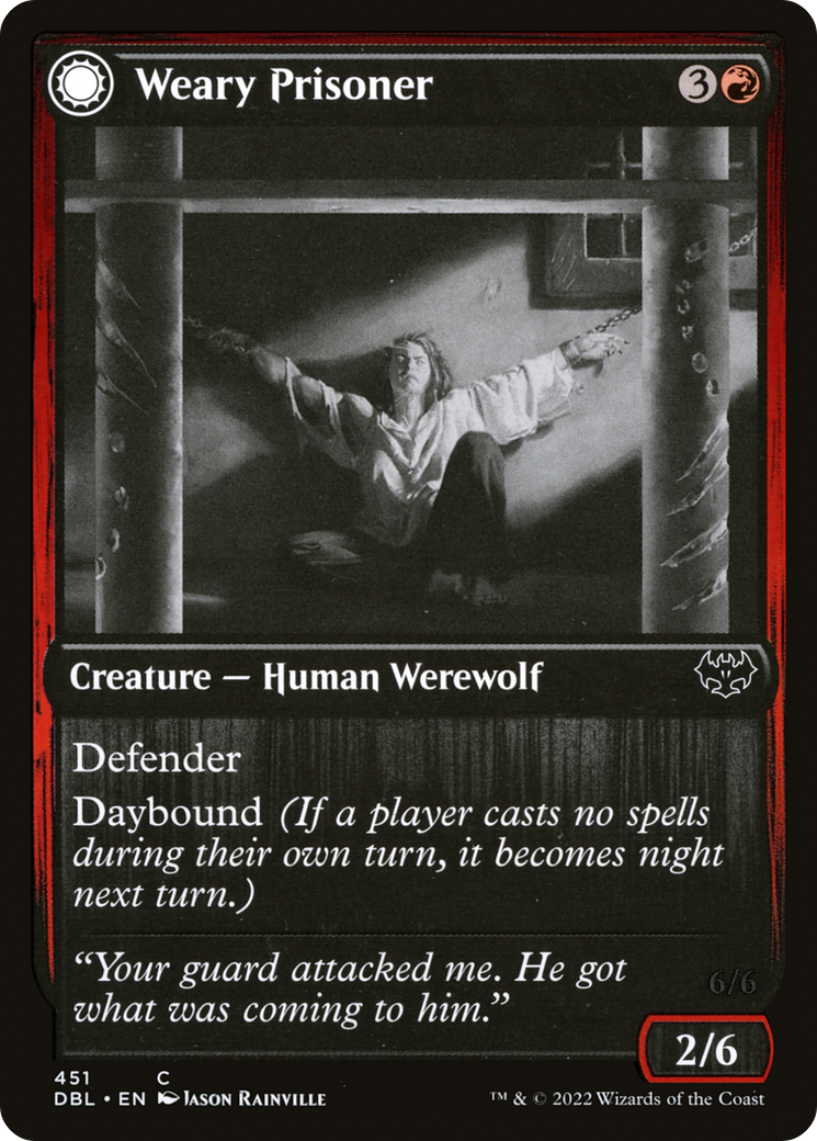 Weary Prisoner // Wrathful Jailbreaker (DBL-451) - Innistrad: Double Feature: (Double Faced Transform) - Premium MTG Single from Wizards of the Coast - Just $0.08! Shop now at Game Crave Tournament Store