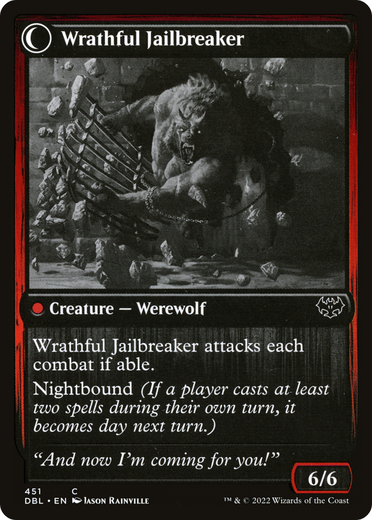 Weary Prisoner // Wrathful Jailbreaker (DBL-451) - Innistrad: Double Feature: (Double Faced Transform) Foil - Premium MTG Single from Wizards of the Coast - Just $0.08! Shop now at Game Crave Tournament Store