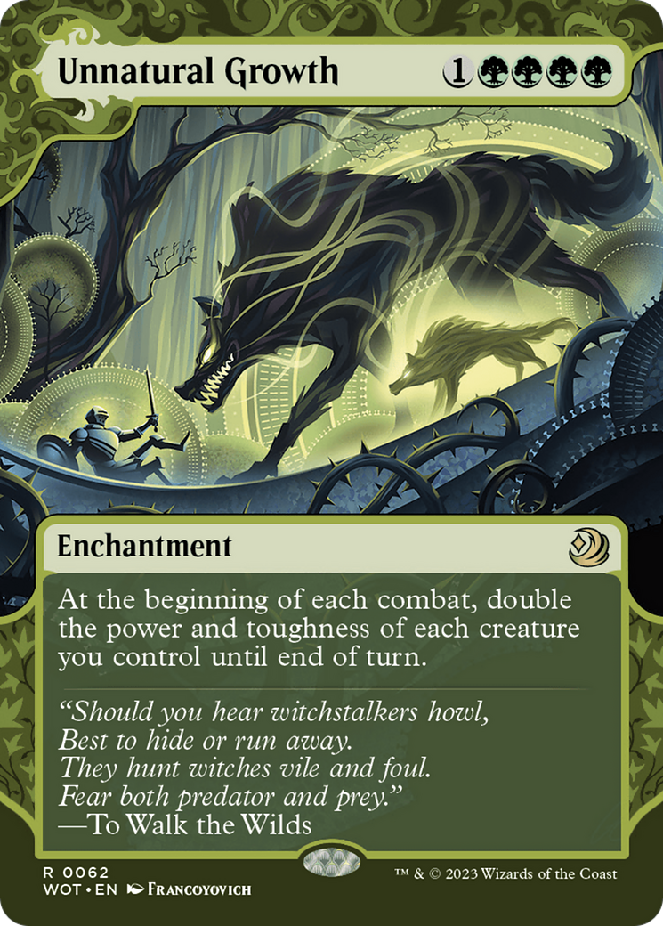 Unnatural Growth (WOT-062) - Wilds of Eldraine: Enchanting Tales: (Showcase) (Borderless) - Premium MTG Single from Wizards of the Coast - Just $0.75! Shop now at Game Crave Tournament Store