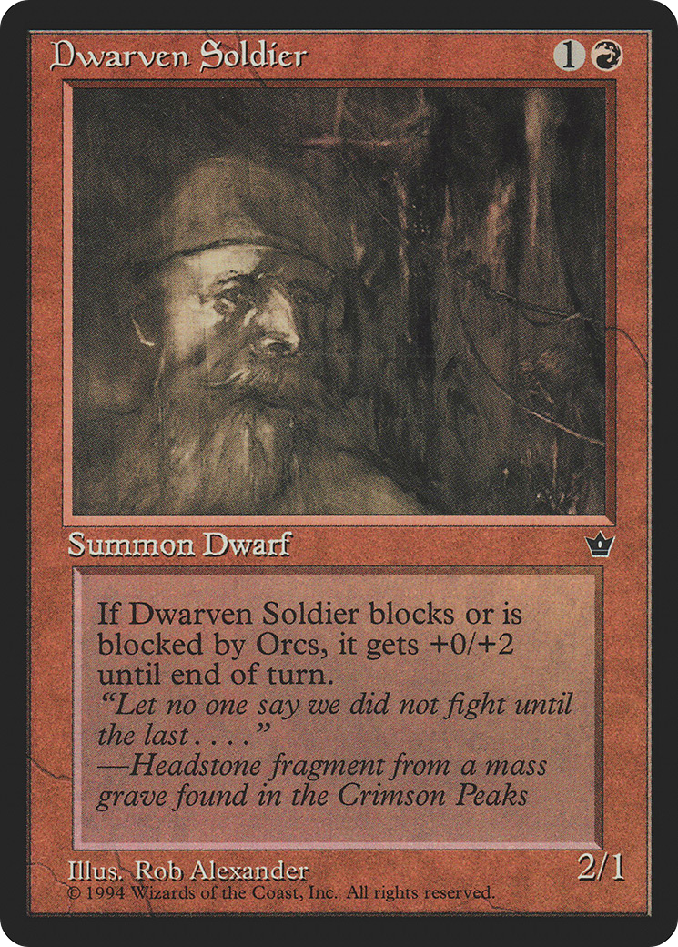 Dwarven Soldier (FEM-53A) - Fallen Empires - Premium MTG Single from Wizards of the Coast - Just $0.08! Shop now at Game Crave Tournament Store