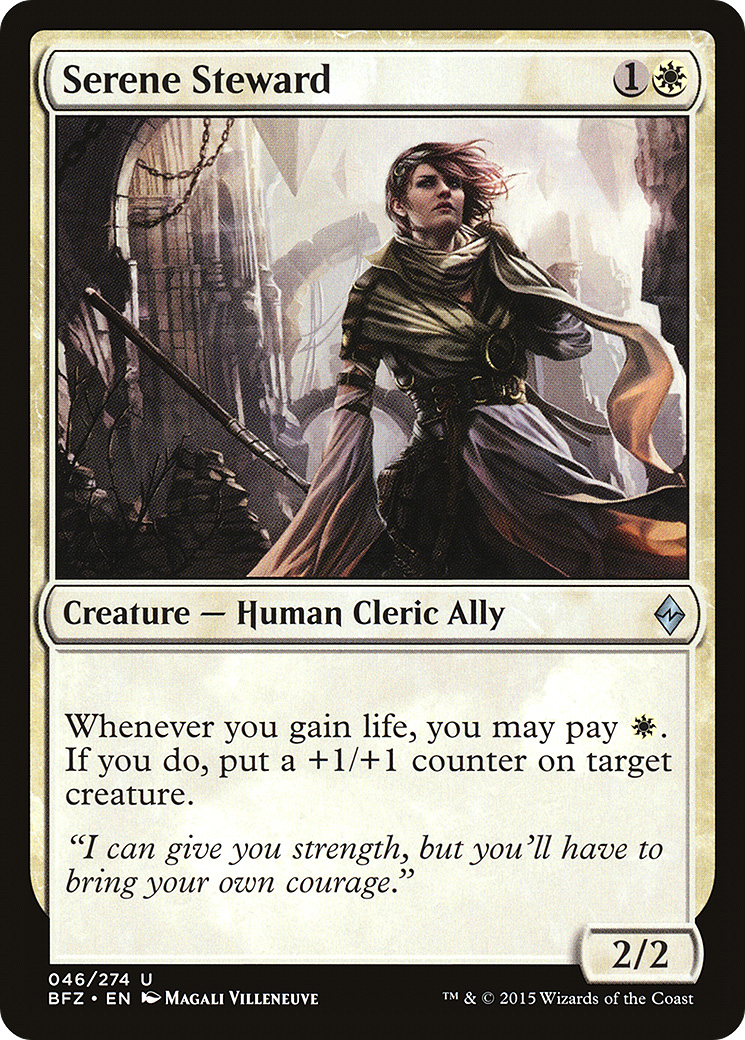 Serene Steward (BFZ-046) - Battle for Zendikar - Premium MTG Single from Wizards of the Coast - Just $0.08! Shop now at Game Crave Tournament Store