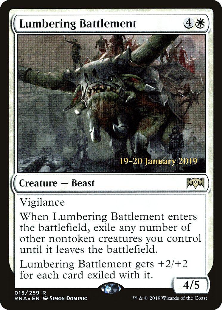 Lumbering Battlement (PRNA-15S) - Ravnica Allegiance Promos Foil - Premium MTG Single from Wizards of the Coast - Just $0.13! Shop now at Game Crave Tournament Store
