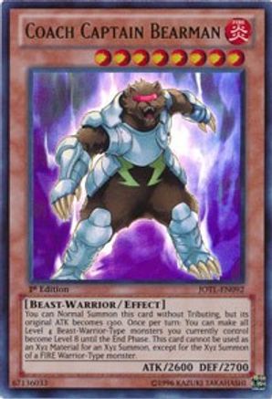 Coach Captain Bearman (JOTL-EN092) - Judgment of the Light 1st Edition - Premium Yugioh Single from Konami - Just $0.08! Shop now at Game Crave Tournament Store