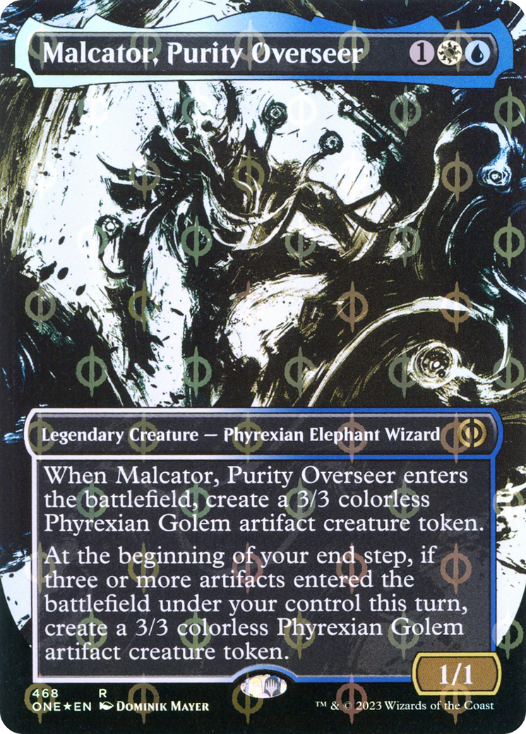 Malcator, Purity Overseer (ONE-468) - Phyrexia: All Will Be One: (Showcase) (Borderless) Foil - Premium MTG Single from Wizards of the Coast - Just $0.27! Shop now at Game Crave Tournament Store