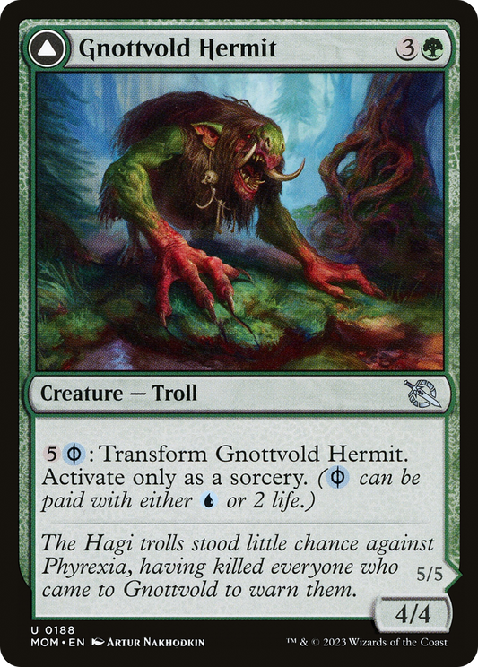 Gnottvold Hermit // Chrome Host Hulk (MOM-188) - March of the Machine Foil - Premium MTG Single from Wizards of the Coast - Just $0.08! Shop now at Game Crave Tournament Store