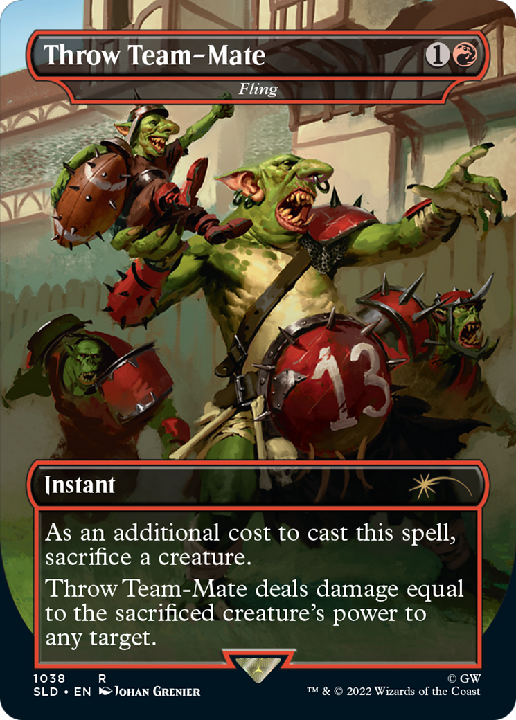 Fling (SLD-1038) - Secret Lair Drop / Throw Team-Mate (Borderless) - Premium MTG Single from Wizards of the Coast - Just $1! Shop now at Game Crave Tournament Store