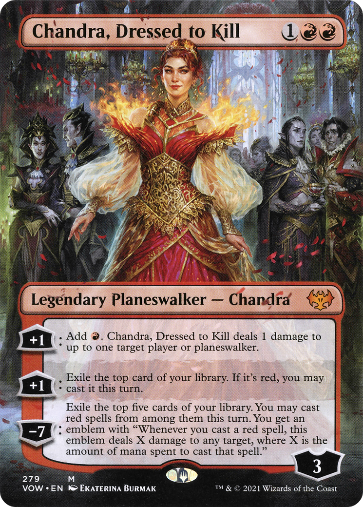Chandra, Dressed to Kill (VOW-279) - Innistrad: Crimson Vow (Borderless) - Premium MTG Single from Wizards of the Coast - Just $2.47! Shop now at Game Crave Tournament Store