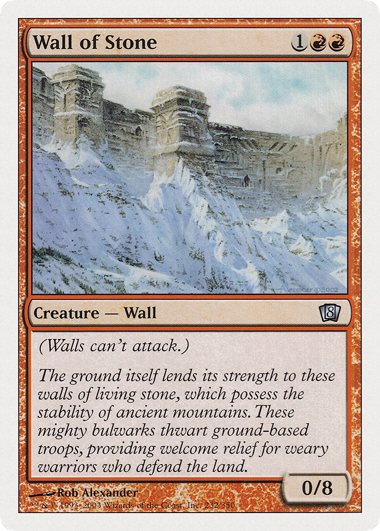 Wall of Stone (8ED-232) - Eighth Edition - Premium MTG Single from Wizards of the Coast - Just $0.08! Shop now at Game Crave Tournament Store