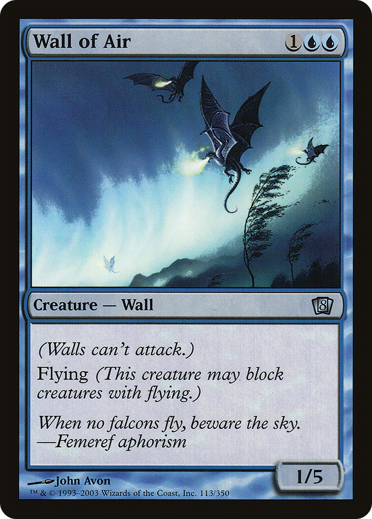 Wall of Air (8ED-113★) - Eighth Edition Foil - Premium MTG Single from Wizards of the Coast - Just $0.24! Shop now at Game Crave Tournament Store