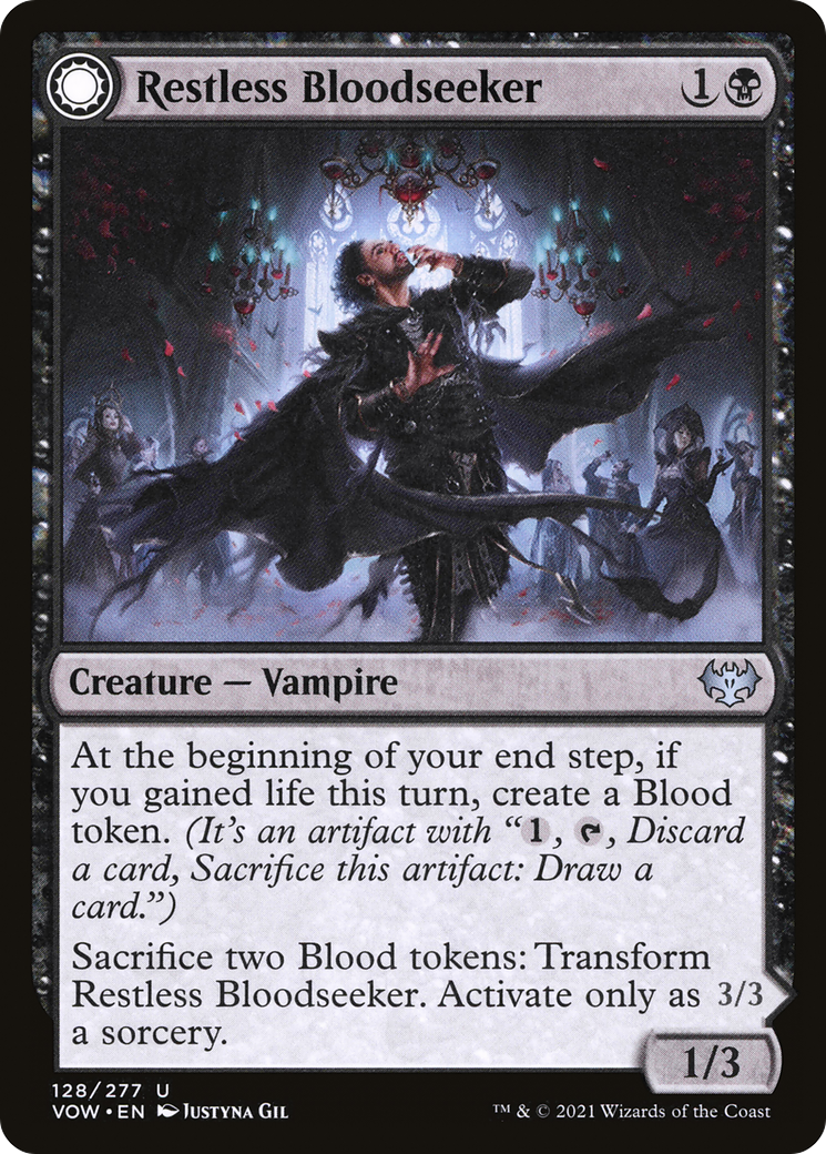 Restless Bloodseeker // Bloodsoaked Reveler (VOW-128) - Innistrad: Crimson Vow: (Double Faced Transform) Foil - Premium MTG Single from Wizards of the Coast - Just $0.08! Shop now at Game Crave Tournament Store
