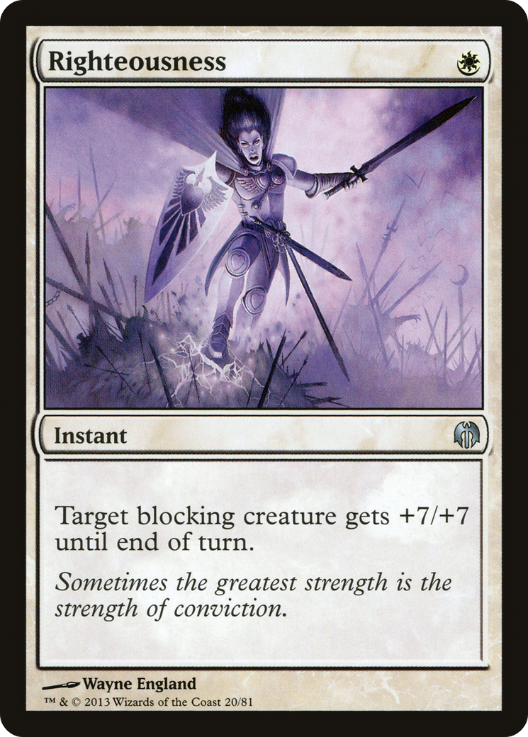 Righteousness (DDL-020) - Duel Decks: Heroes vs. Monsters - Premium MTG Single from Wizards of the Coast - Just $0.25! Shop now at Game Crave Tournament Store
