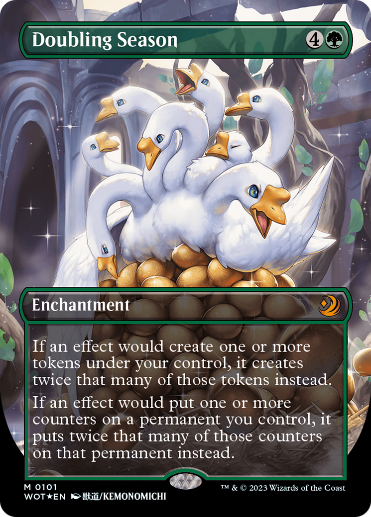 Doubling Season (WOT-101) - Wilds of Eldraine: Enchanting Tales (Borderless) Foil - Premium MTG Single from Wizards of the Coast - Just $36.07! Shop now at Game Crave Tournament Store