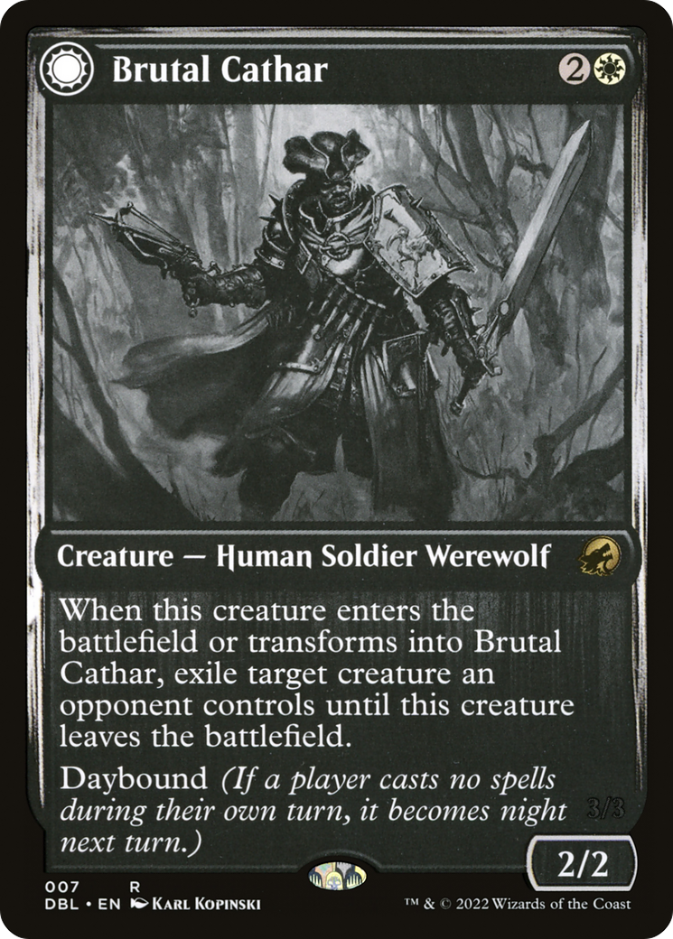 Brutal Cathar // Moonrage Brute (DBL-007) - Innistrad: Double Feature: (Double Faced Transform) Foil - Premium MTG Single from Wizards of the Coast - Just $0.14! Shop now at Game Crave Tournament Store
