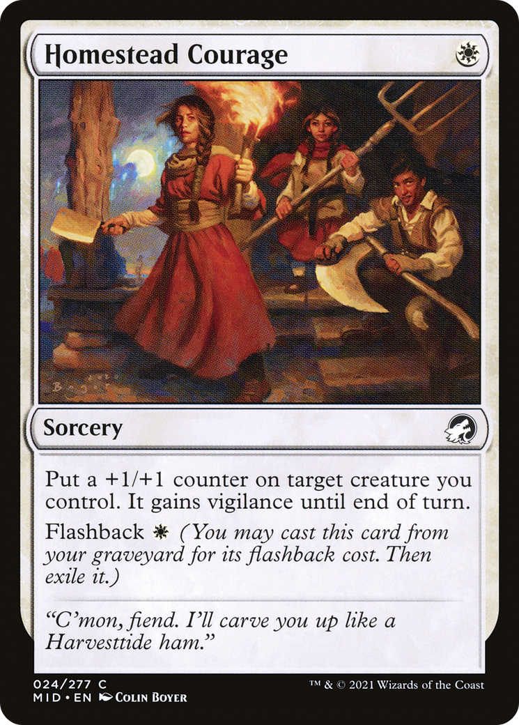 Homestead Courage (MID-024) - Innistrad: Midnight Hunt Foil - Premium MTG Single from Wizards of the Coast - Just $0.25! Shop now at Game Crave Tournament Store