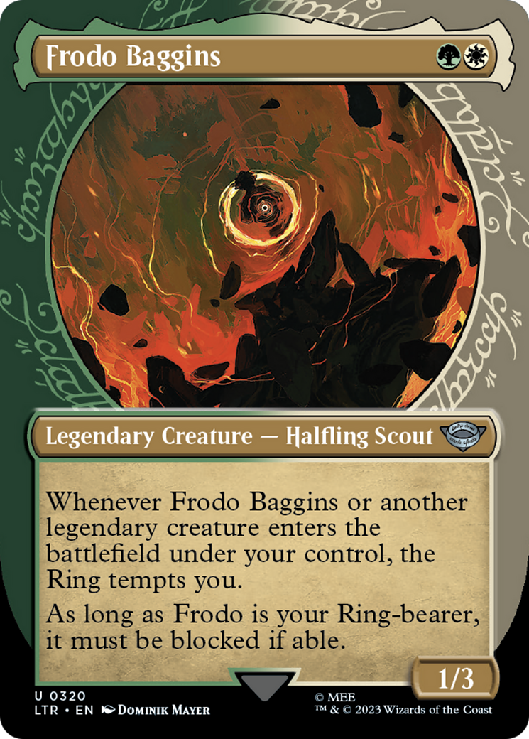 Frodo Baggins (LTR-320) - The Lord of the Rings: Tales of Middle-earth: (Showcase) (Borderless) - Premium MTG Single from Wizards of the Coast - Just $0.25! Shop now at Game Crave Tournament Store