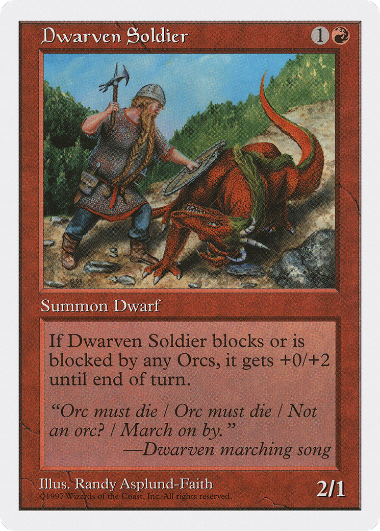 Dwarven Soldier (5ED-221) - Fifth Edition - Premium MTG Single from Wizards of the Coast - Just $0.08! Shop now at Game Crave Tournament Store