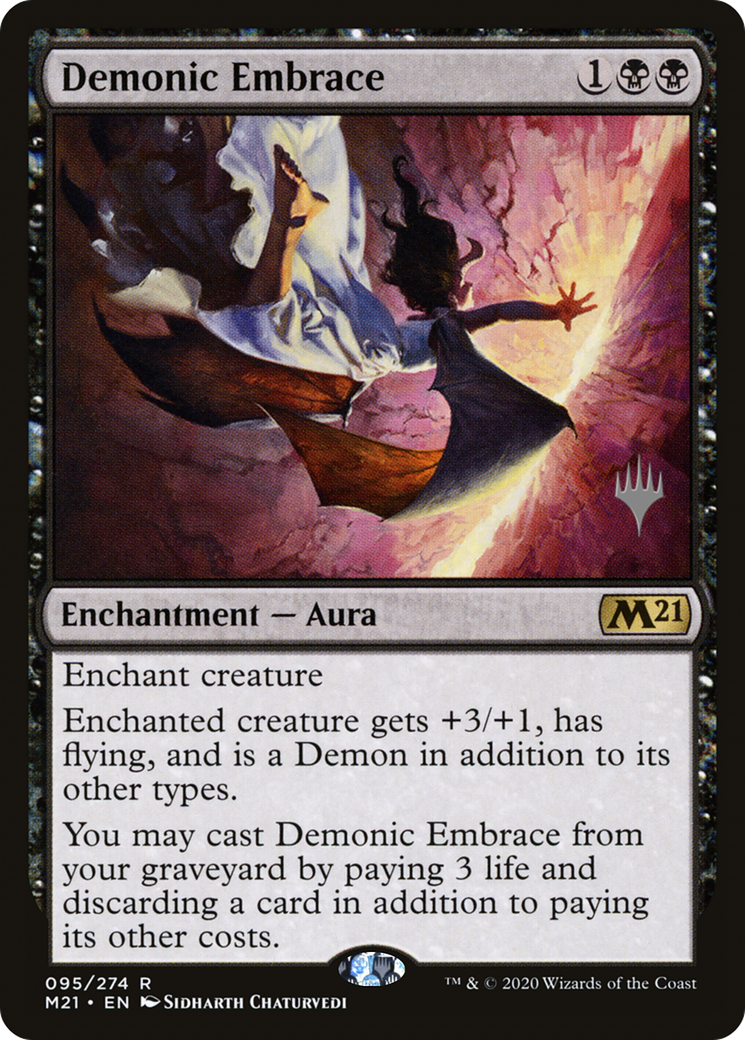 Demonic Embrace (PM21-95P) - Core Set 2021 Promos - Premium MTG Single from Wizards of the Coast - Just $0.25! Shop now at Game Crave Tournament Store