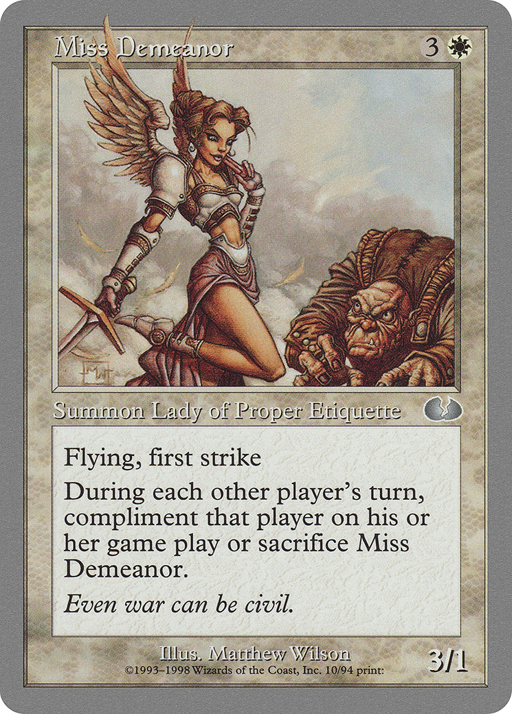 Miss Demeanor (UGL-010) - Unglued - Premium MTG Single from Wizards of the Coast - Just $0.20! Shop now at Game Crave Tournament Store