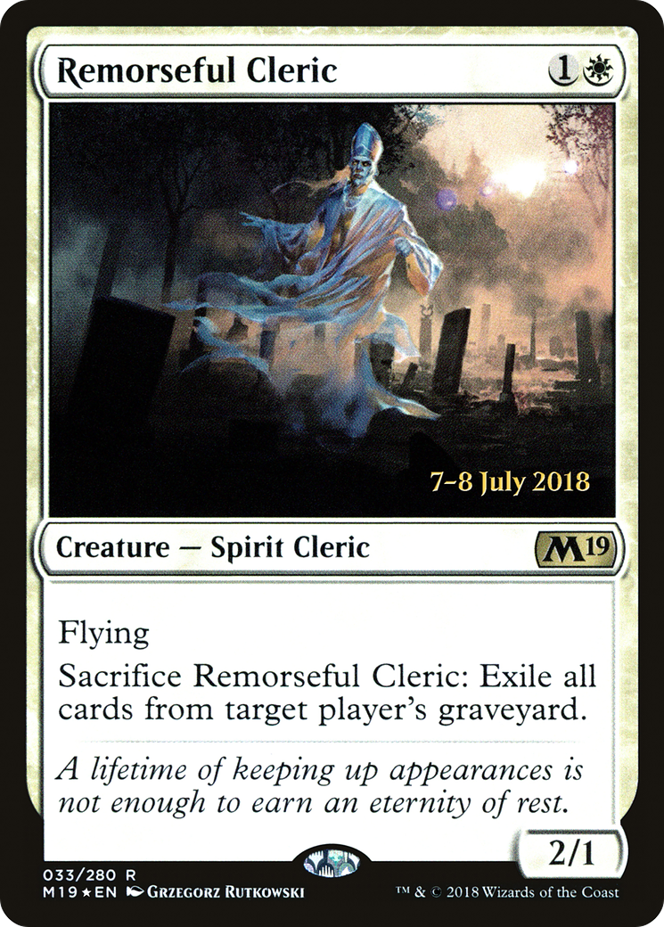 Remorseful Cleric (PM19-33S) - Core Set 2019 Promos Foil - Premium MTG Single from Wizards of the Coast - Just $0.44! Shop now at Game Crave Tournament Store