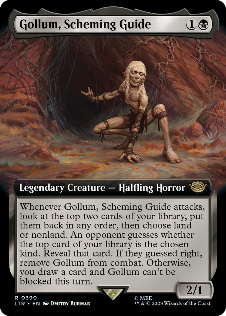 Gollum, Scheming Guide (LTR-390) - The Lord of the Rings: Tales of Middle-earth: (Extended Art) - Premium MTG Single from Wizards of the Coast - Just $1.02! Shop now at Game Crave Tournament Store