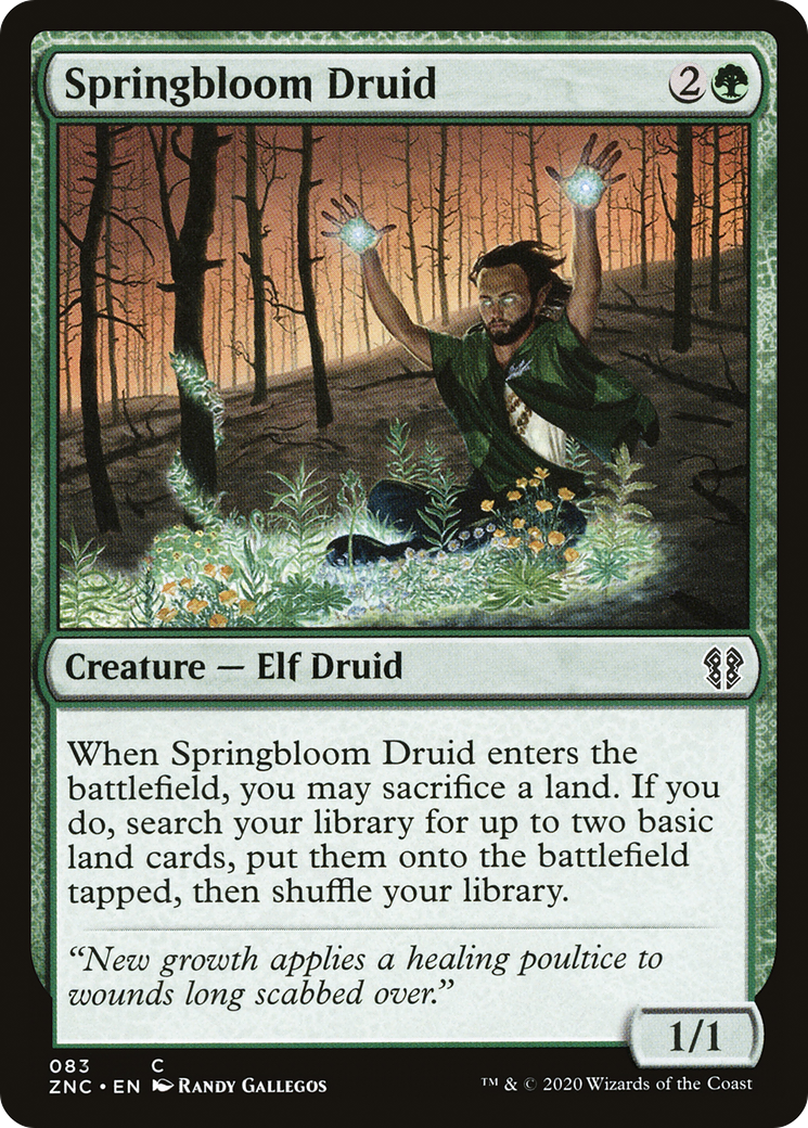 Springbloom Druid (ZNC-083) - Zendikar Rising Commander - Premium MTG Single from Wizards of the Coast - Just $0.16! Shop now at Game Crave Tournament Store