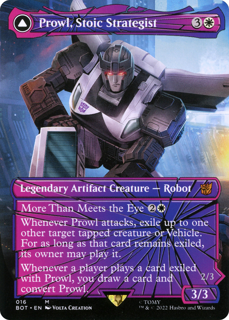 Prowl, Stoic Strategist // Prowl, Pursuit Vehicle (BOT-016) - Transformers: (convertdfc, shatteredglass) (Borderless) - Premium MTG Single from Wizards of the Coast - Just $3.80! Shop now at Game Crave Tournament Store
