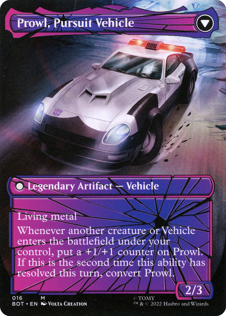 Prowl, Stoic Strategist // Prowl, Pursuit Vehicle (BOT-016) - Transformers: (convertdfc, shatteredglass) (Borderless) Foil - Premium MTG Single from Wizards of the Coast - Just $54.58! Shop now at Game Crave Tournament Store